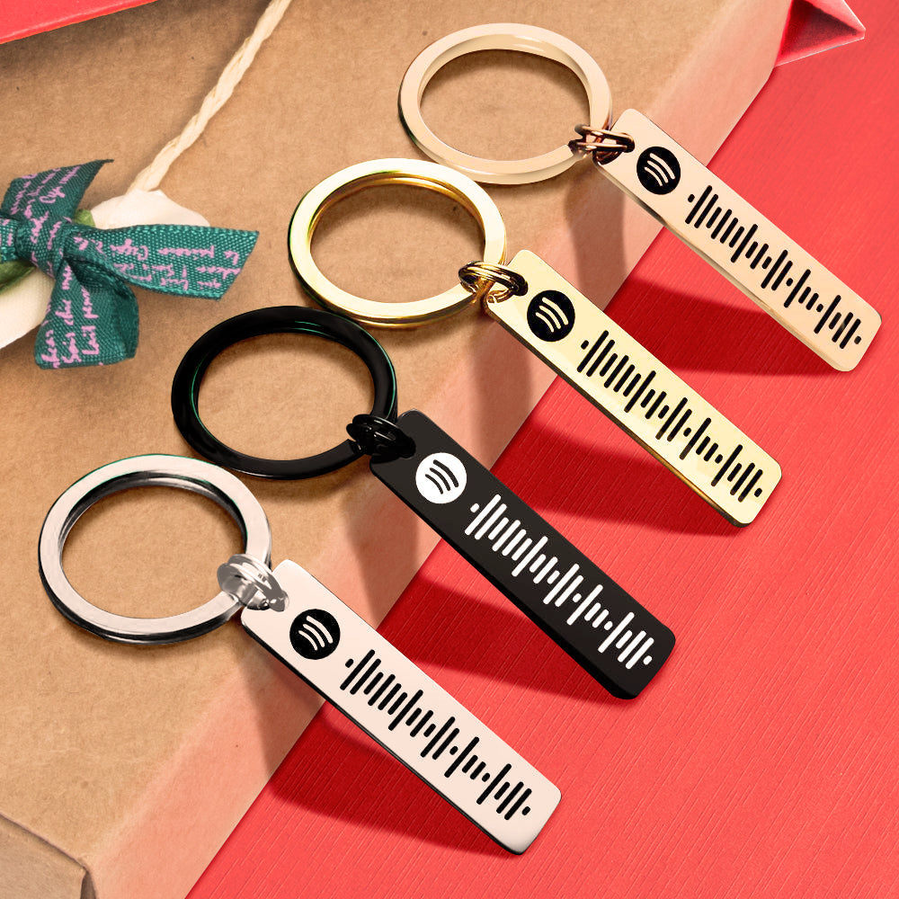 Musique Personnalisée Spotify Plaque Code Porte-clés Acier Inoxydable Argent