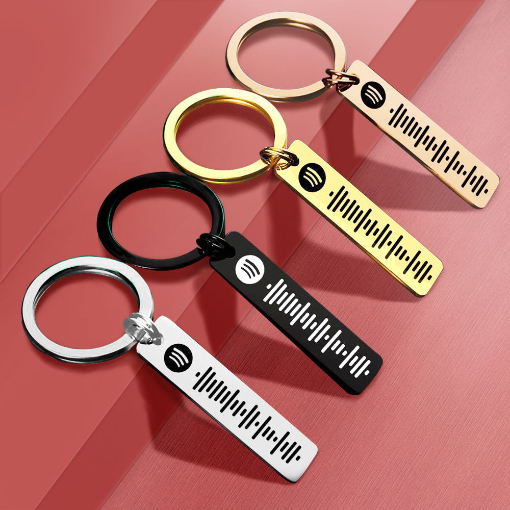 Cadeau de Fête Des Mères Musique Personnalisée Spotify Plaque Code Porte-clés Acier Inoxydable Argent