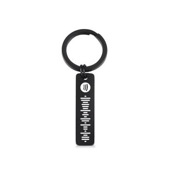 Douane Musique Spotify Plaque Code Porte-clés Acier Inoxydable Noir