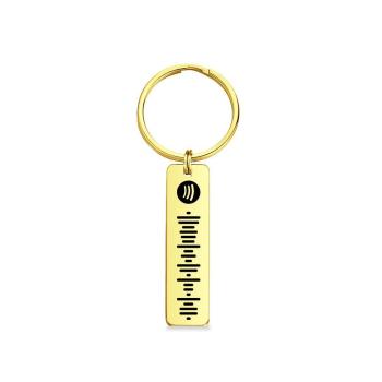 Douane Musique Spotify Plaque Code Porte-clés Acier Inoxydable Or