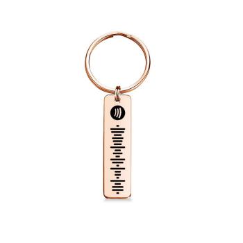 Douane Musique Spotify Plaque Code Porte-clés Acier Inoxydable Or Rose