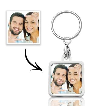 Porte-Clés Photo Carré Personnalisé En Acier Inoxydable
