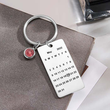 Calendrier De Nom Personnalis¨¦ Porte-cl¨¦s De Pierre De Naissance Cadeaux D'anniversaire De Date Personnalis¨¦s - votrecollierprenomfr