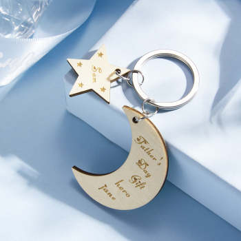 Porte-clés Gravé Personnalisé Star Moon Cadeaux Créatifs - votrecollierprenomfr