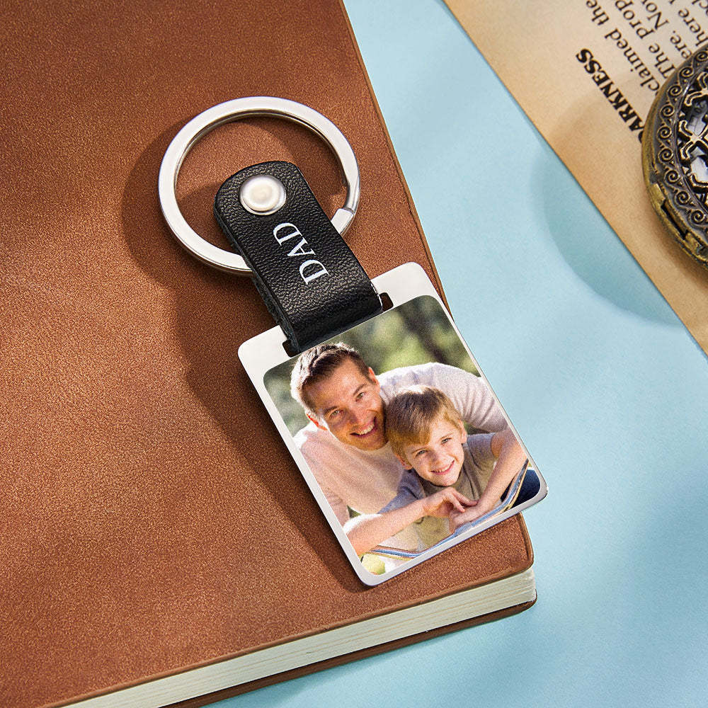 Cadeaux En Cuir Porte-clés Photo Personnalisés Pour Père - votrecollierprenomfr
