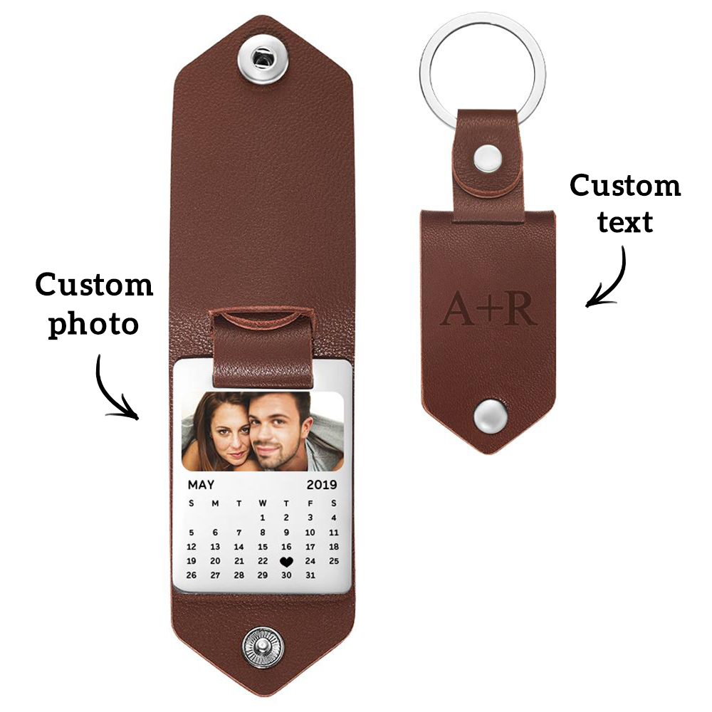 Porte-clés En Cuir Personnalisé, Cadeau D'anniversaire Pour Couple, Style Multiple - votrecollierprenomfr