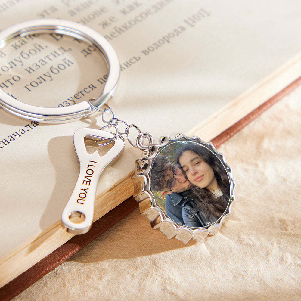 Custom Photo Engraved Keychain Bottle Opener Funny Gifts - votrecollierprenomfr