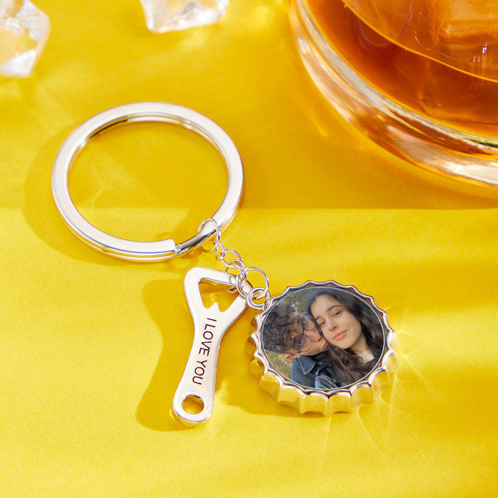 Custom Photo Engraved Keychain Bottle Opener Funny Gifts - votrecollierprenomfr