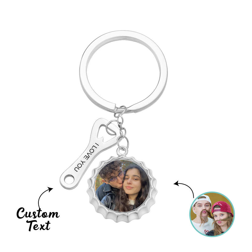 Custom Photo Engraved Keychain Bottle Opener Funny Gifts - votrecollierprenomfr