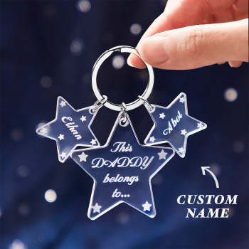 Custom Engraved Keychain Unique Star Acrylic Gifts - votrecollierprenomfr