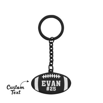 Custom Engraved Keychain Football Sport Gifts - votrecollierprenomfr