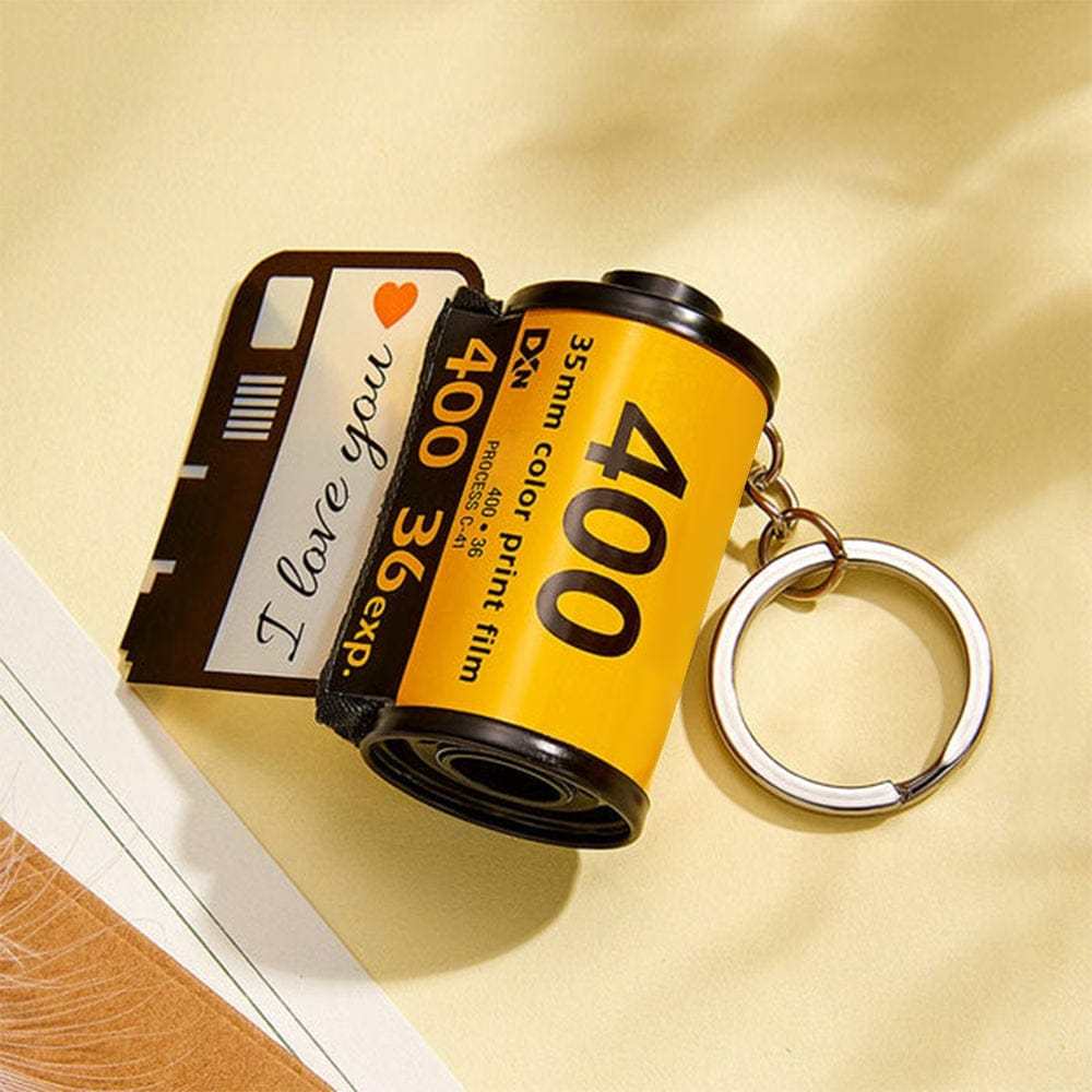 Porte-clés De Rouleau De Caméra Personnalisé Avec Porte-clés De Date De Texte Cadeau D'anniversaire De Porte-clés Photo Personnalisé - votrecollierprenomfr