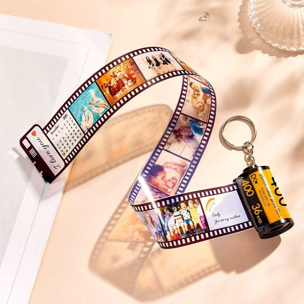 Porte-clés De Rouleau De Caméra Personnalisé Avec Porte-clés De Date De Texte Cadeau D'anniversaire De Porte-clés Photo Personnalisé - votrecollierprenomfr