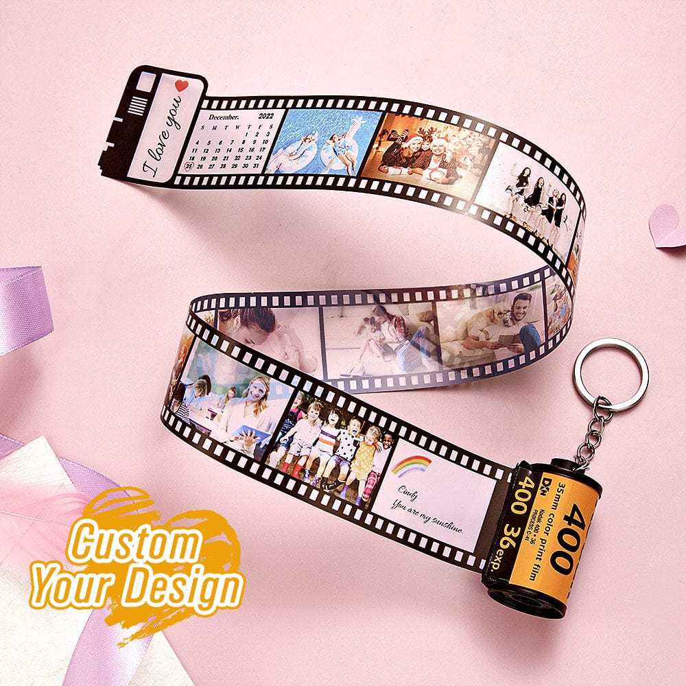 Porte-clés De Rouleau De Caméra Personnalisé Avec Porte-clés De Date De Texte Cadeau D'anniversaire De Porte-clés Photo Personnalisé - votrecollierprenomfr