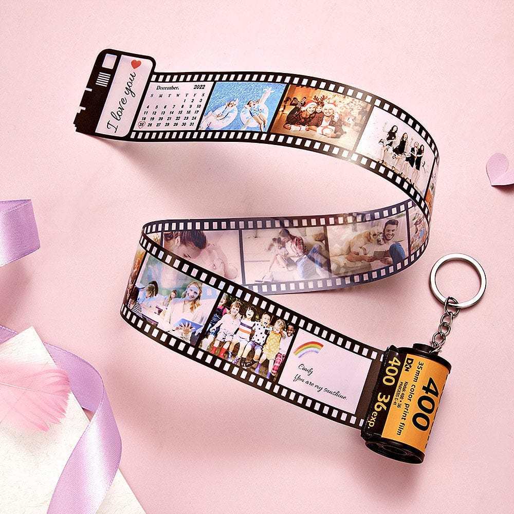 Porte-clés De Rouleau De Caméra Personnalisé Avec Porte-clés De Date De Texte Cadeau D'anniversaire De Porte-clés Photo Personnalisé - votrecollierprenomfr