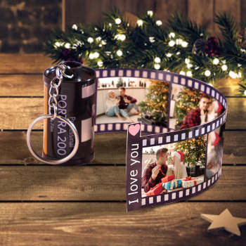 Porte-clés Personnalisé En Rouleau D'images Avec Cadeaux De Texte Pour Cadeau De Noël En Couple - votrecollierprenomfr