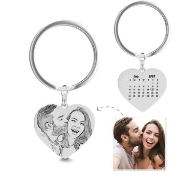 Calendrier Personnalisé Et Porte-clés Photo, Porte-clés Coeur, Cadeau D'anniversaire Pour Couple - votrecollierprenomfr