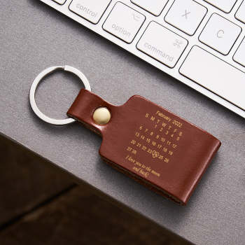 Cadeau D'anniversaire De Porte-clés En Cuir De Porte-clés De Date De Calendrier Gravé Personnalisé - votrecollierprenomfr