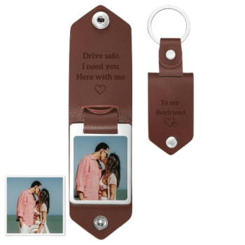 Porte-clés En Cuir Pour Petit Ami, Photo, Gravure, Cadeau D'anniversaire - votrecollierprenomfr