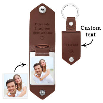 Cadeau De Fête Des Pères Porte-clés Texte Photo En Cuir Personnalisé Pour Papa - votrecollierprenomfr