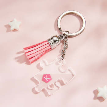 Porte-clés Gravé Personnalisé Jigsaw Puzzle Couple Porte-clés Cadeau Pour Amoureux - votrecollierprenomfr