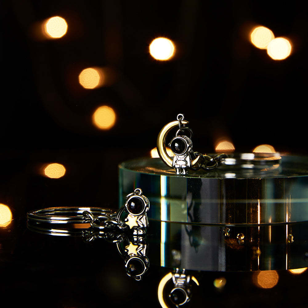 Porte-clés De Projection De Photo Personnalisé Astronaute Lune Et Porte-clés Étoile Cadeau Créatif - votrecollierprenomfr