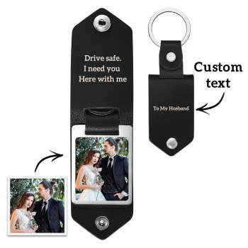 Porte-clés Photo En Cuir Personnalisé, Texte Gravé Personnalisé, Porte-clés Commémoratif, Cadeaux D'anniversaire Et De Mariage - votrecollierprenomfr