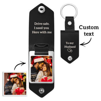 Cadeau De Noël Porte-clés Photo En Cuir Personnalisé Porte-clés Commémoratif Avec Texte Gravé Personnalisé - votrecollierprenomfr