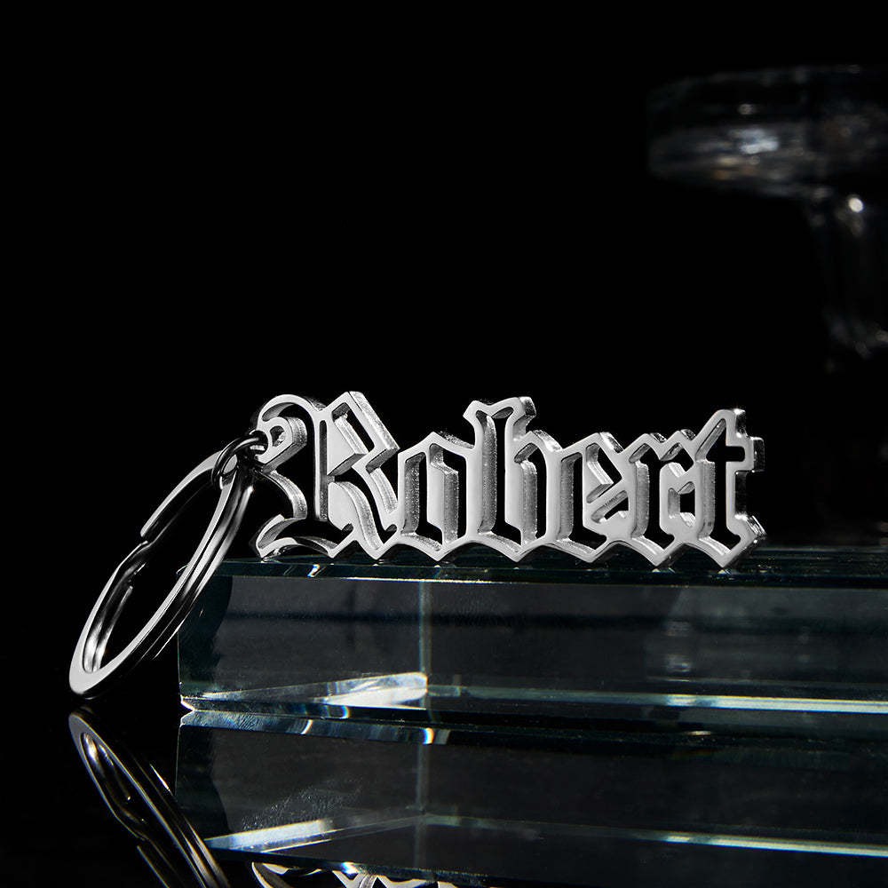 Nom Personnalisé Porte-clés Lettres Personnalisées Porte-clés En Acier Inoxydable Cadeaux Uniques Pour Lui - votrecollierprenomfr