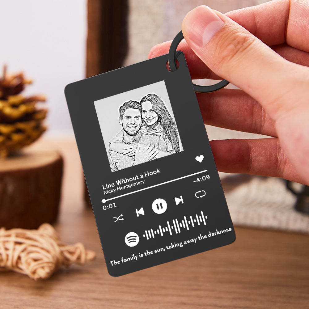 Porte-clés De Code Spotify Scannable Avec Photo En Métal Personnalisé Plaque De Musique Personnalisée Cadeaux De Fête Des Pères - votrecollierprenomfr