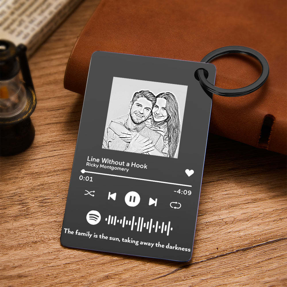 Porte-clés De Code Spotify Scannable Avec Photo En Métal Personnalisé Plaque De Musique Personnalisée Cadeaux De Fête Des Pères - votrecollierprenomfr