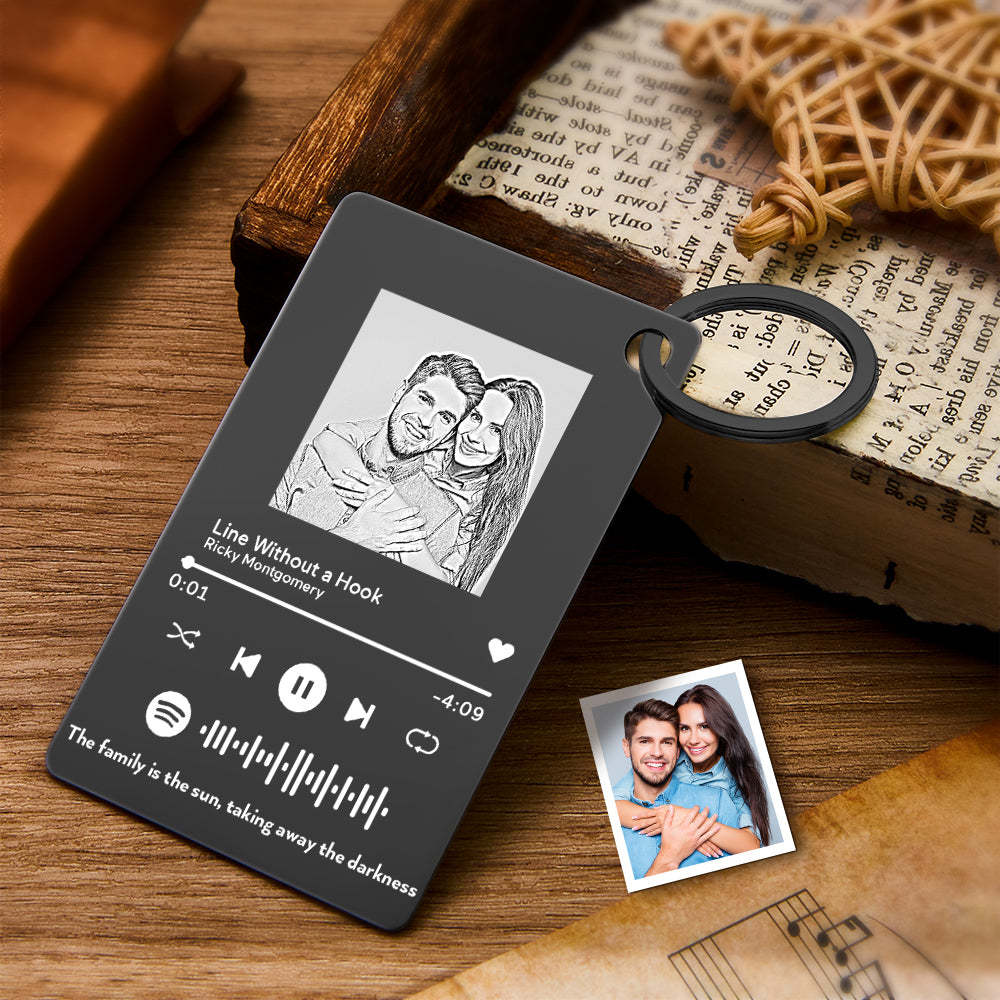 Porte-clés De Code Spotify Scannable Avec Photo En Métal Personnalisé Plaque De Musique Personnalisée Cadeaux De Fête Des Pères - votrecollierprenomfr