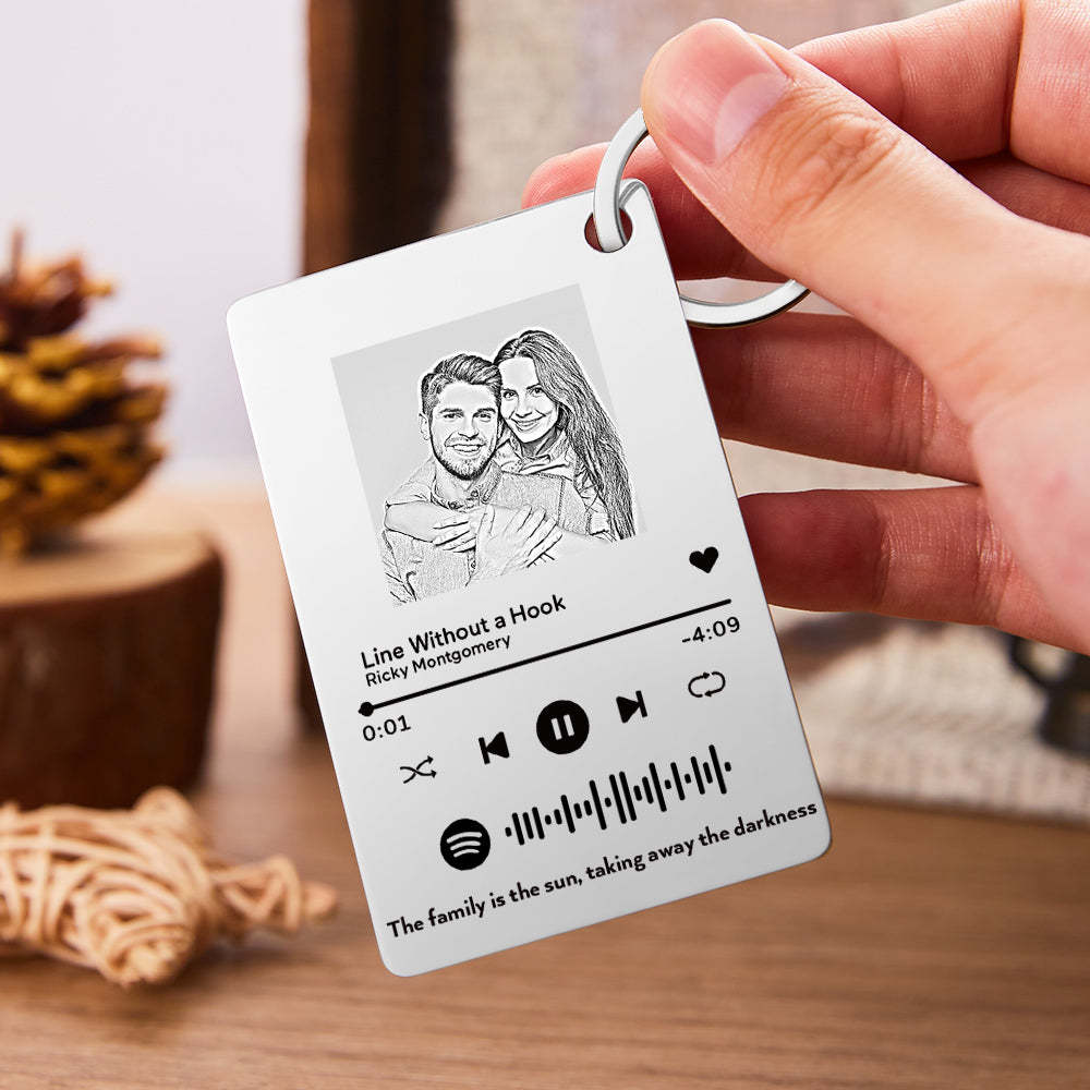 Porte-clés De Code Spotify Scannable Avec Photo En Métal Personnalisé Plaque De Musique Personnalisée Cadeaux De Fête Des Pères - votrecollierprenomfr