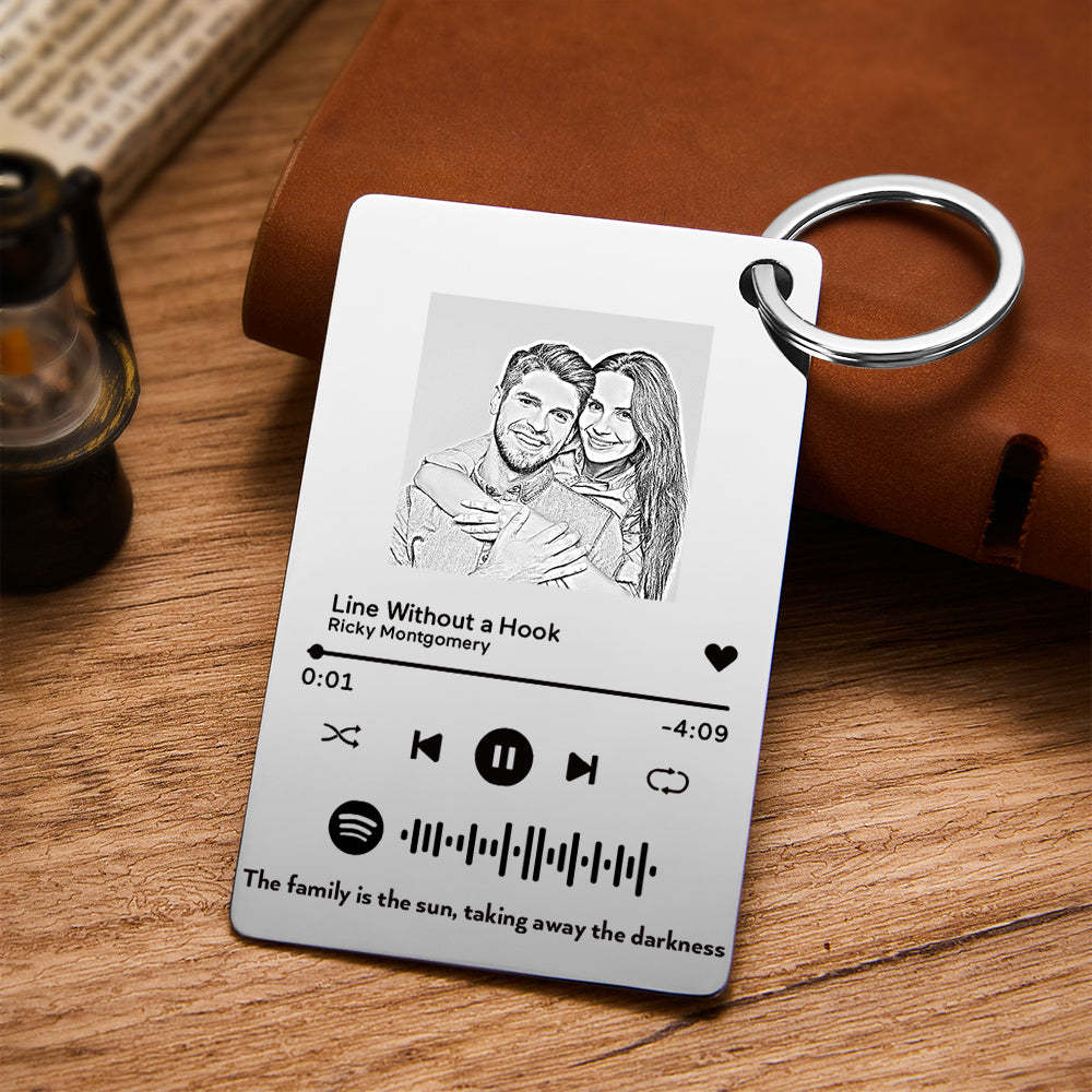 Porte-clés De Code Spotify Scannable Avec Photo En Métal Personnalisé Plaque De Musique Personnalisée Cadeaux De Fête Des Pères - votrecollierprenomfr