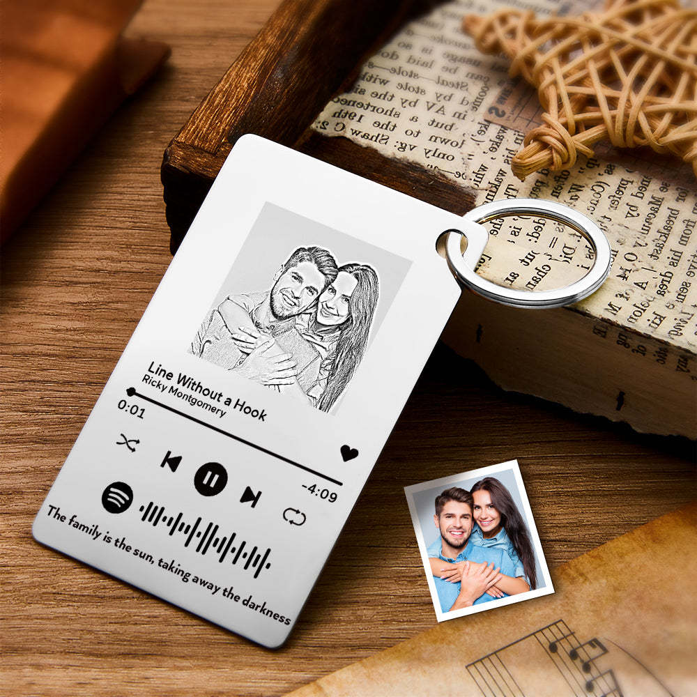 Porte-clés De Code Spotify Scannable Avec Photo En Métal Personnalisé Plaque De Musique Personnalisée Cadeaux De Fête Des Pères - votrecollierprenomfr