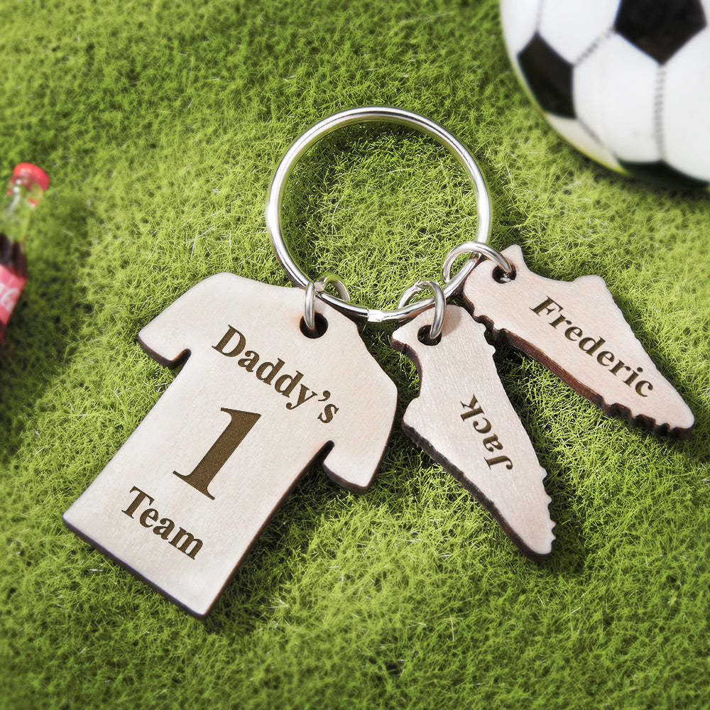 Cadeaux De Sport En Bois Gravés Sur Mesure Pour L'équipe De Football De Papa - votrecollierprenomfr