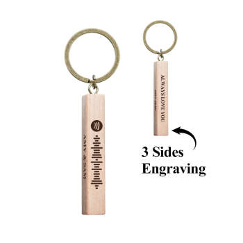 Porte-clés Personnalisé Spotify Code Porte-clés En Bois Personnalisé Avec Votre Texte Gravure 3 Côtés - votrecollierprenomfr