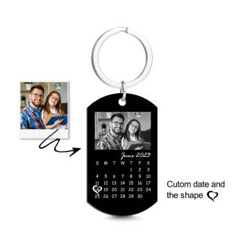 Calendrier Personnalisé Porte-clés Photo Tag Porte-clés En Forme De Coeur Date Cadeau D'anniversaire Personnalisé Pour Papa - votrecollierprenomfr