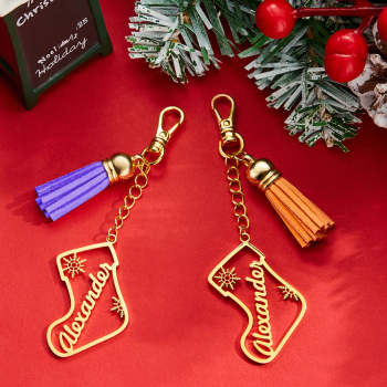 Porte-clés De Gland De Nom Personnalisé Ornement De Bas Personnalisé Cadeaux De Jour De Noël - votrecollierprenomfr