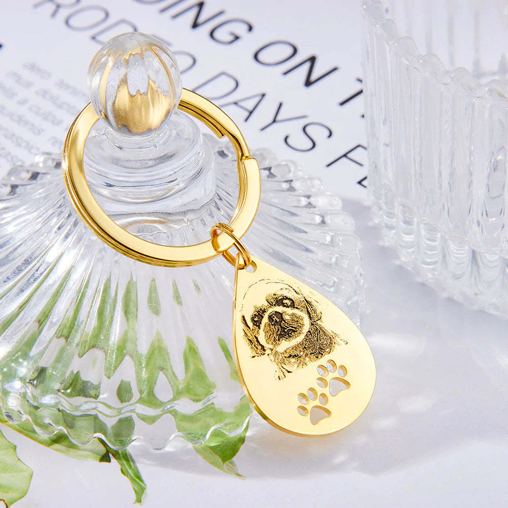 Porte-clés Photo Personnalisé Pour Animaux De Compagnie Pendentif Patte De Chien Personnalisé Cadeaux Mémorables - votrecollierprenomfr