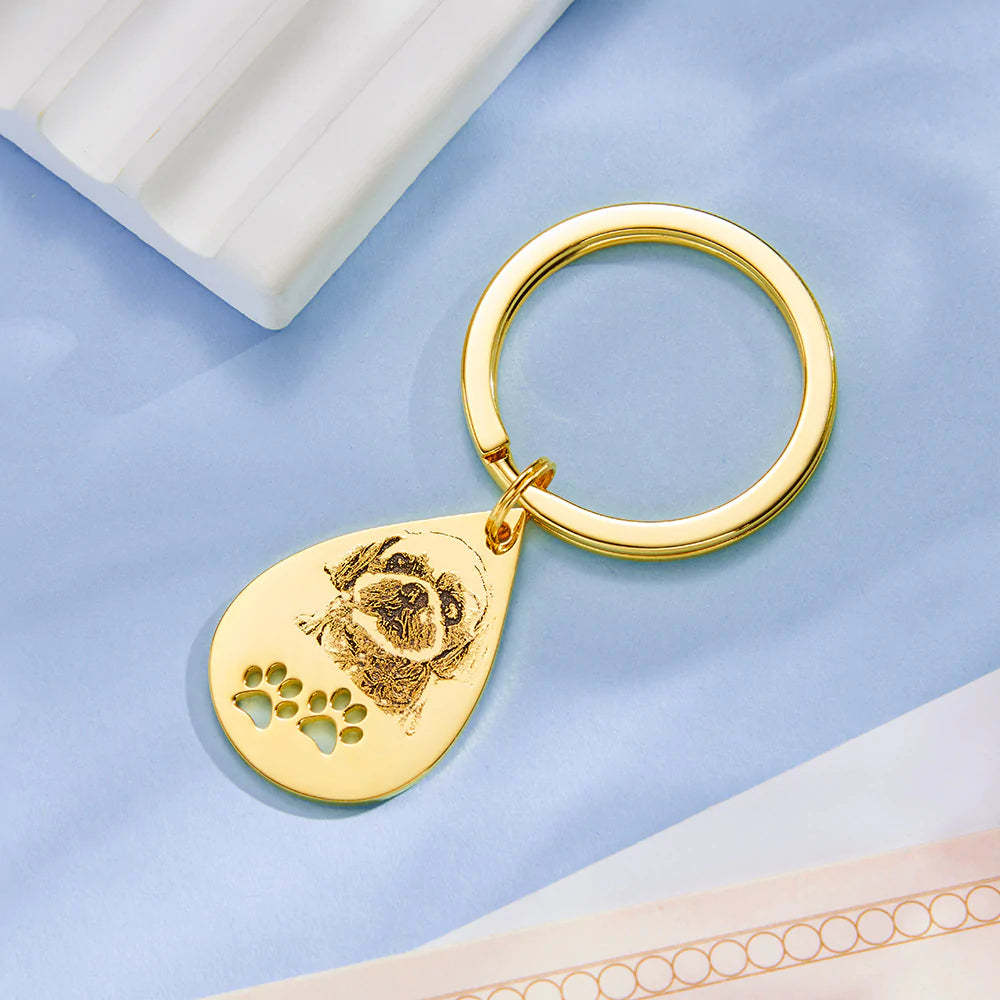 Porte-clés Photo Personnalisé Pour Animaux De Compagnie Pendentif Patte De Chien Personnalisé Cadeaux Mémorables - votrecollierprenomfr