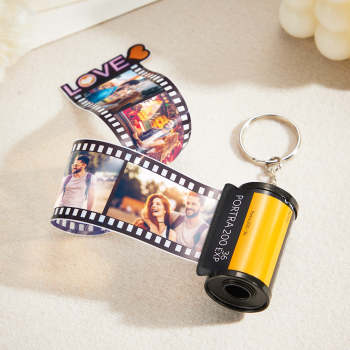 Porte-clés De Rouleau De Film Photo Personnalisé Cadeaux D'anniversaire De Porte-clés De Rouleau De Caméra D'amour Personnalisés - votrecollierprenomfr