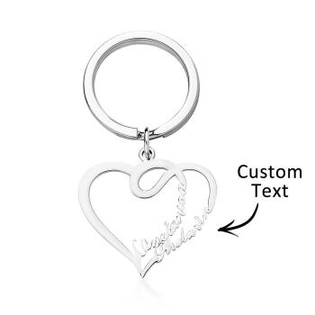 Porte-clés Avec Nom Gravé Personnalisé Double Love Couple Gifts - votrecollierprenomfr