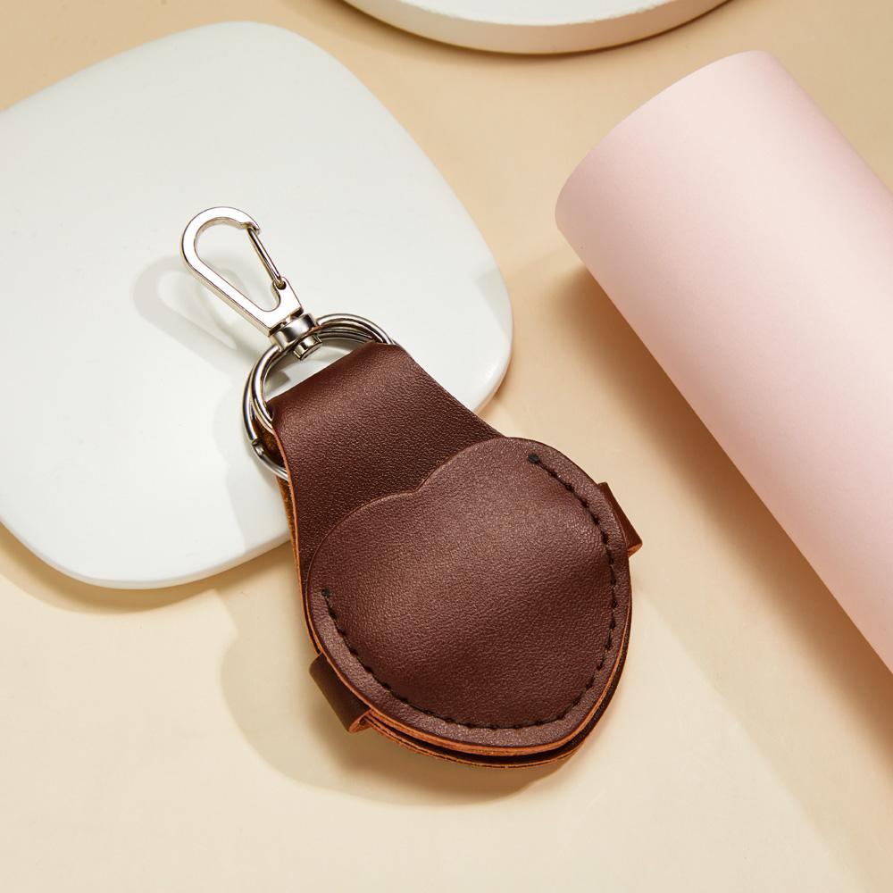 Porte-clés Photo Personnalisé En Cuir En Forme De Coeur Pour Commémorer Les Cadeaux - votrecollierprenomfr