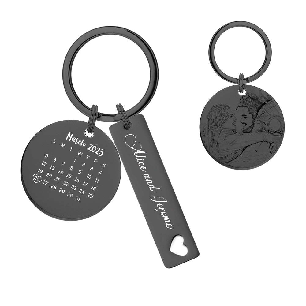 Porte-clés De Calendrier Photo Personnalisé Personnalisé Enregistrer Le Cadeau De Porte-clés De Date Pour Les Amoureux - votrecollierprenomfr