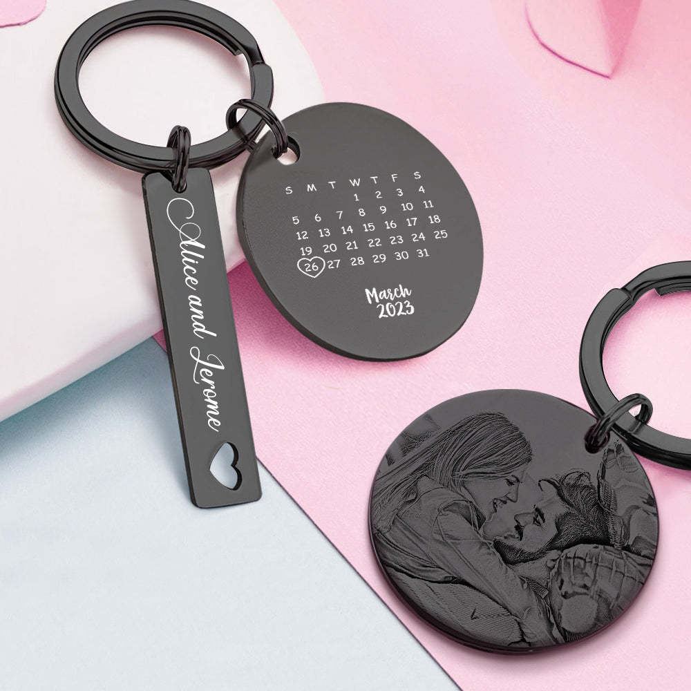 Porte-clés De Calendrier Photo Personnalisé Personnalisé Enregistrer Le Cadeau De Porte-clés De Date Pour Les Amoureux - votrecollierprenomfr