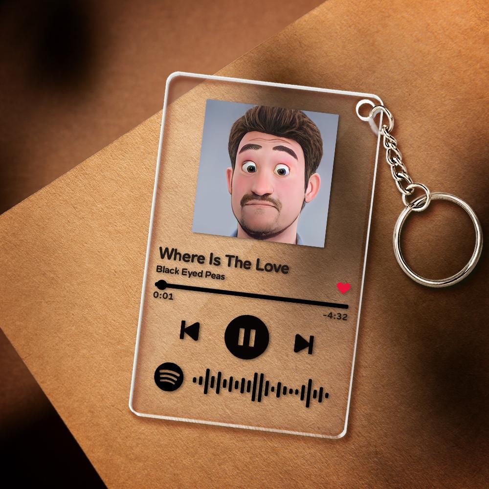 Scannable Spotify Code Comic Filtre Plaque Porte-clés Musique Et Photo Acrylique Cadeaux Pour Bff - votrecollierprenomfr