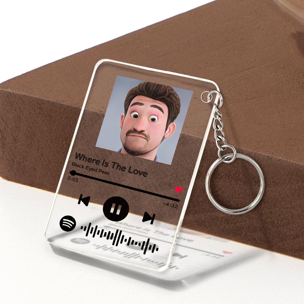 Scannable Spotify Code Comic Filtre Plaque Porte-clés Musique Et Photo Acrylique Cadeaux Pour Bff - votrecollierprenomfr