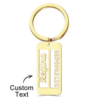 Porte-clés De Numéro De Téléphone Avec Nom Personnalisé Porte-clés De Numéro De Téléphone Exclusif Gravé - votrecollierprenomfr
