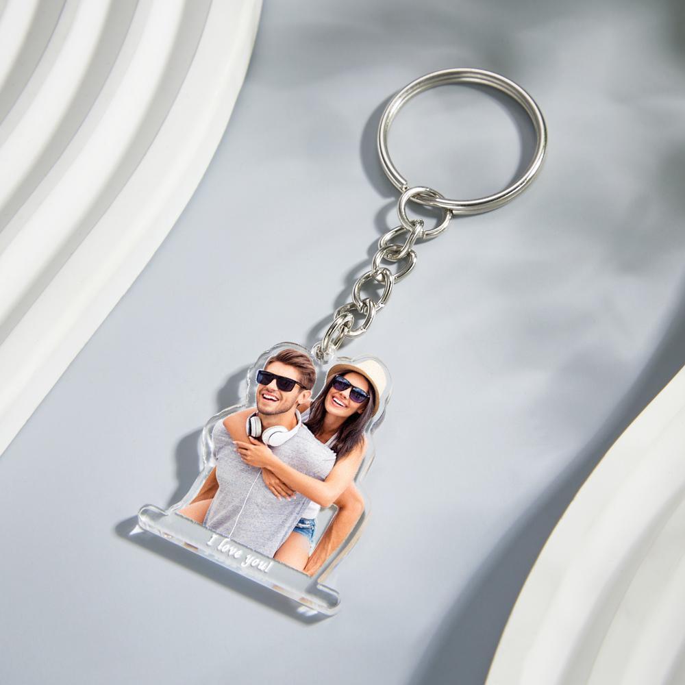 Porte-clés Acrylique Photo Personnalisé Avec Des Cadeaux Uniques De Texte Pour Les Couples - votrecollierprenomfr
